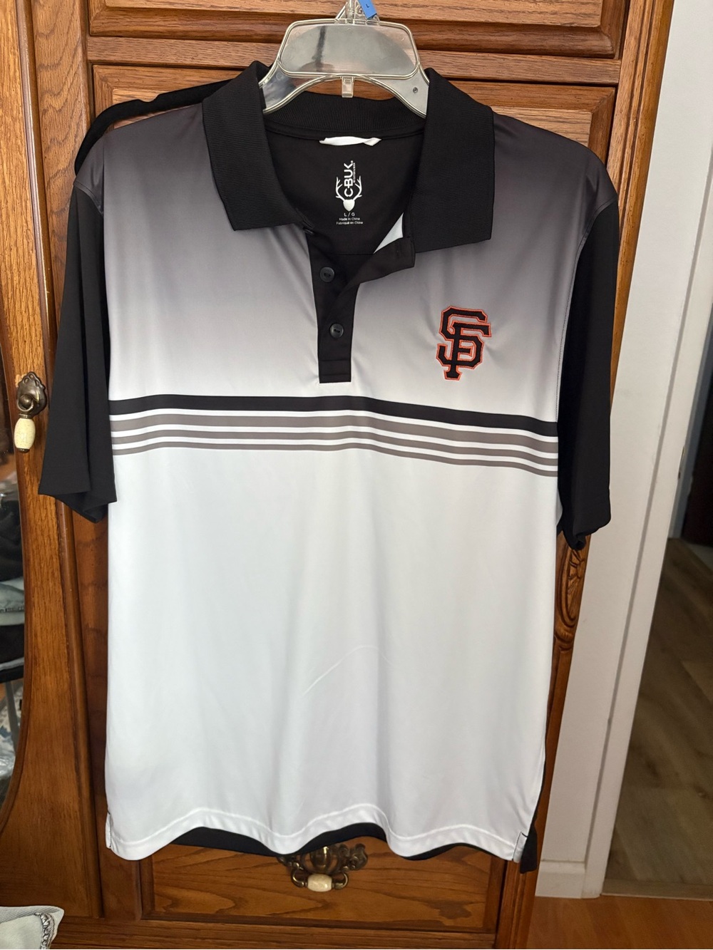 Cutter & Buck Black, White & Gray SF Embroidered Polo